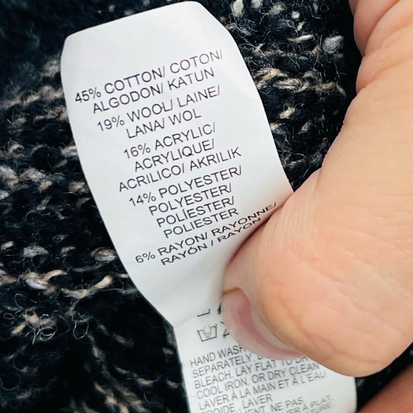 Lucky Brand Fringe Striped Fringe Grey Knit Wool Blend Poncho Sweater - Picture 7 of 9